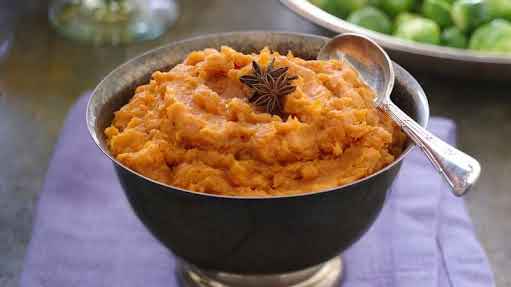 Puré de camote con canela y nuez