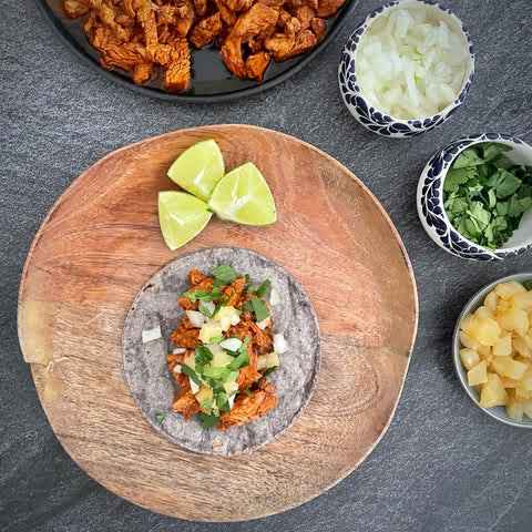 Tacos de pavo al pastor de 139.5 Kcal