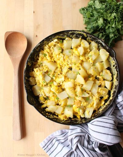 Huevo con papa y plátano