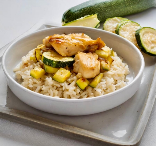 Pollo con calabacitas y arroz integral