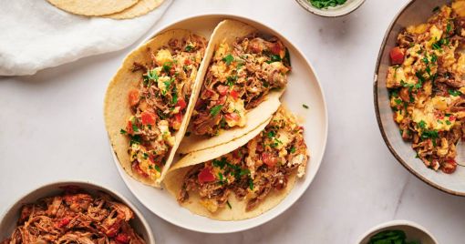 Tacos de machaca con vegetales