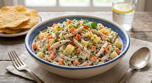 Ensalada de pollo con papa y zanahoria