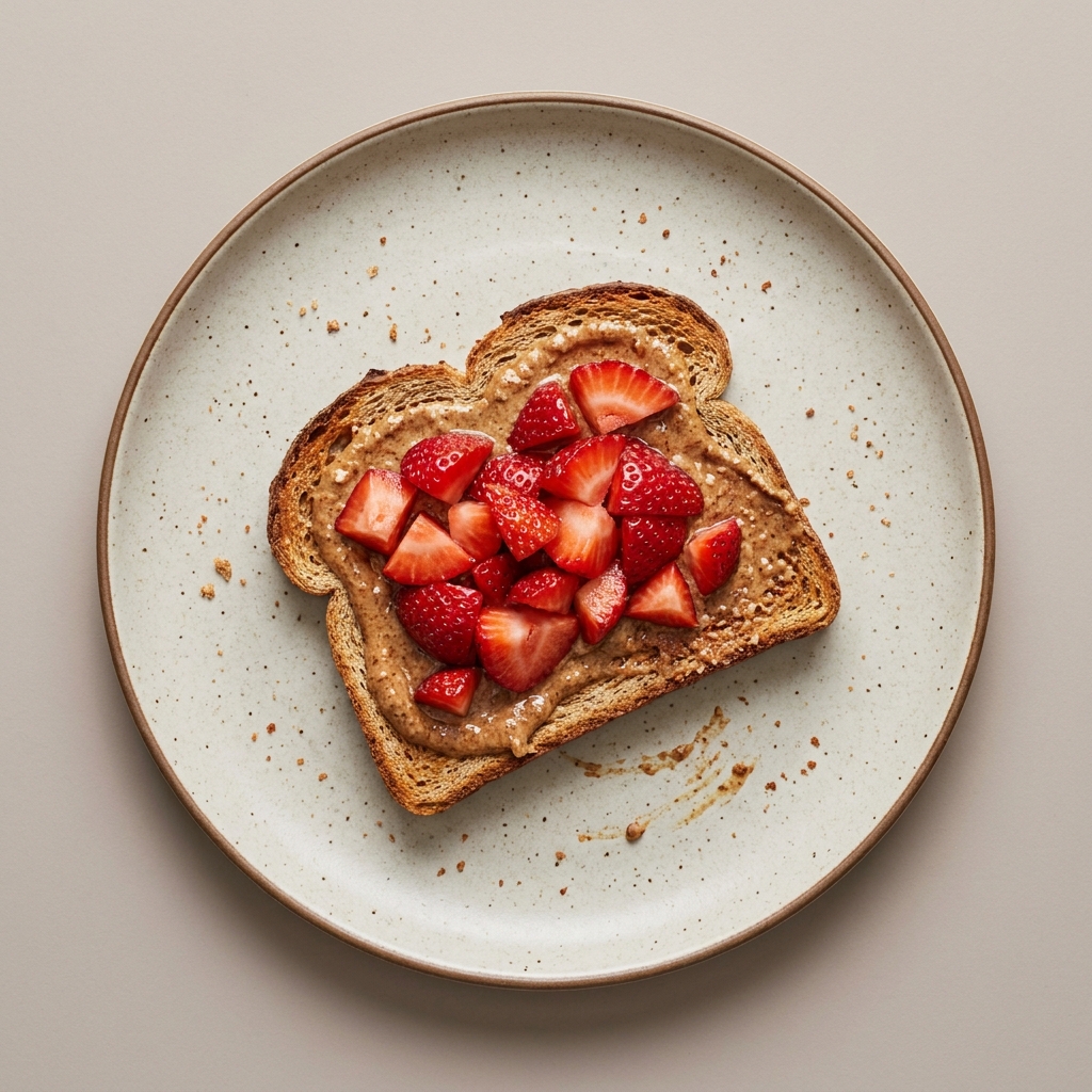 Receta de toast de fresa con crema de almendras de 209.1 Kcal