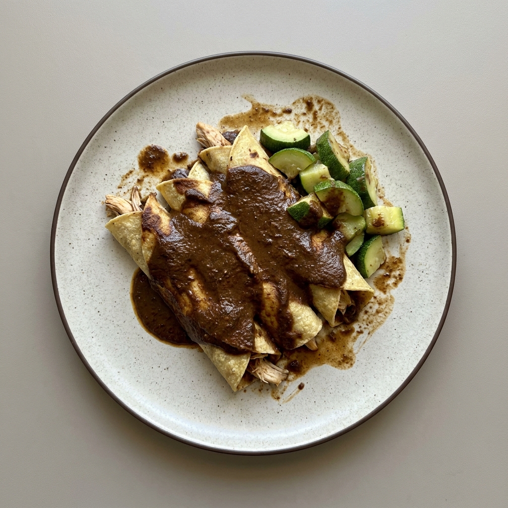 Enmoladas de pollo con calabacitas