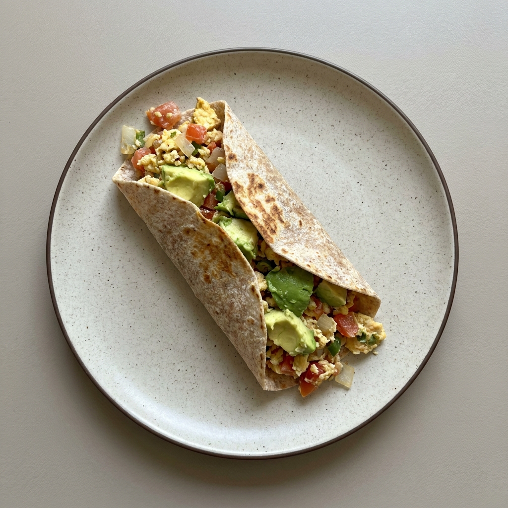 Burrito de huevo a la mexicana con aguacate