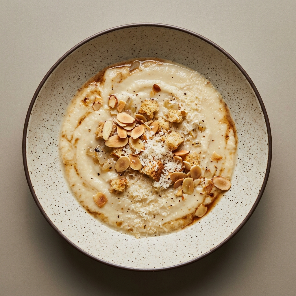 Crema de coliflor con parmesano y almendras