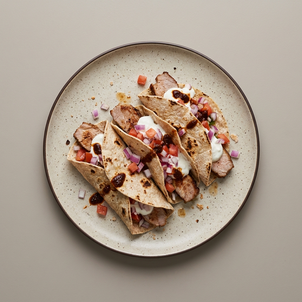Tacos árabes de lomo con jocoque