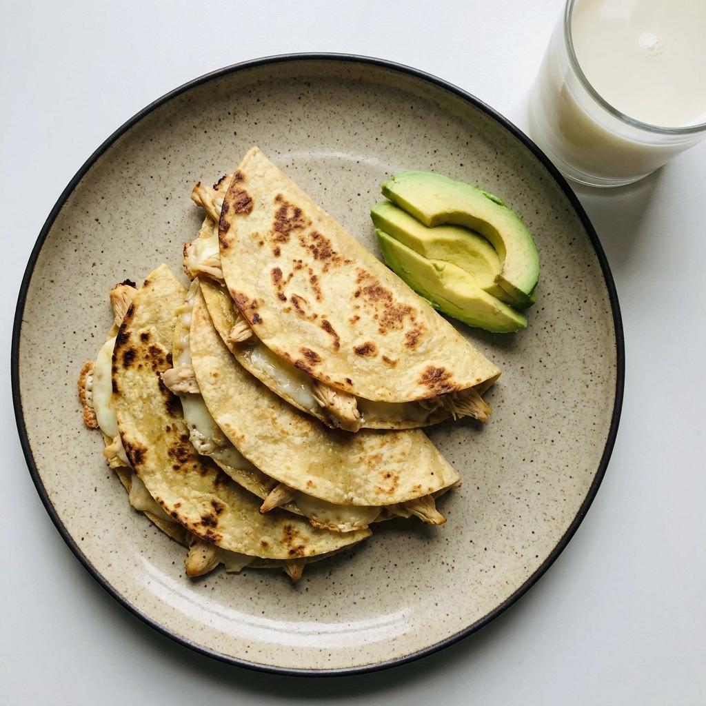 Quesadillas de pollo con queso y aguacate