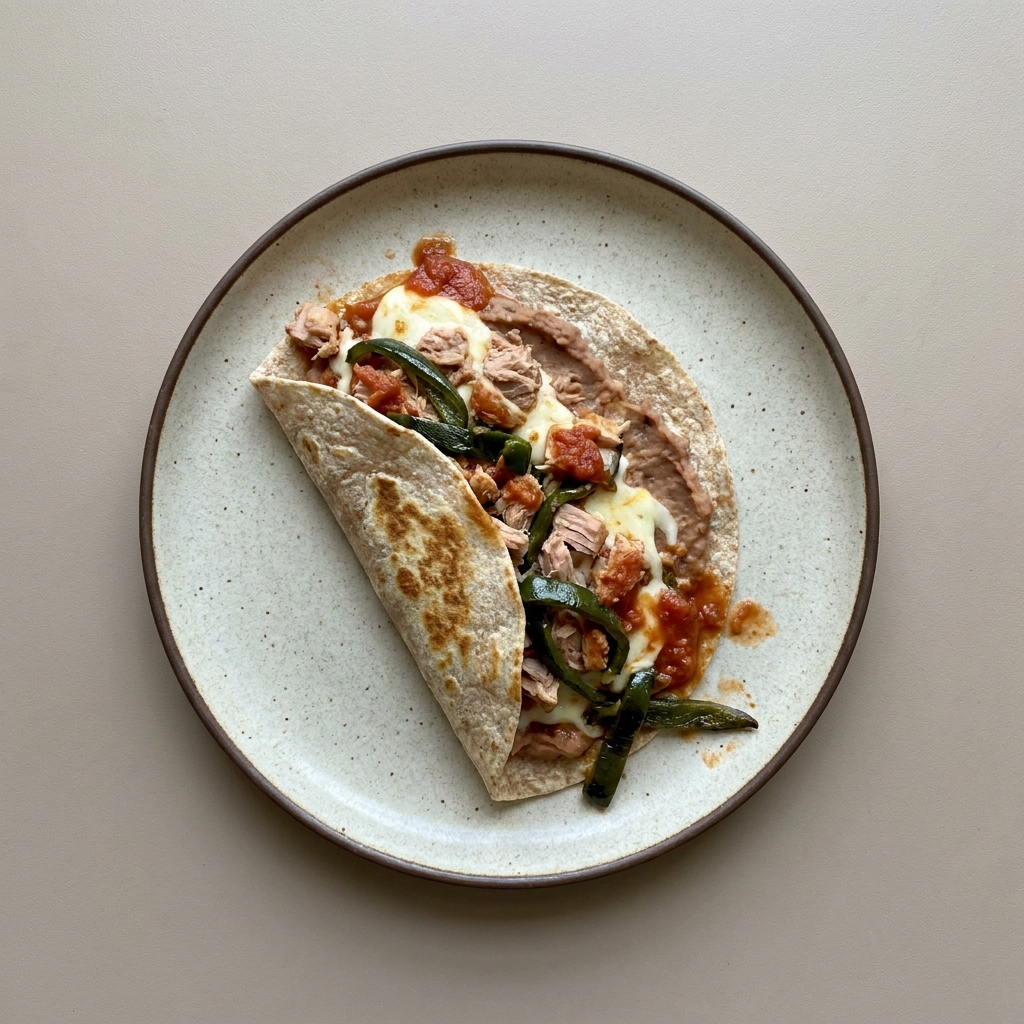 Burrito de atún con queso y rajas de poblano