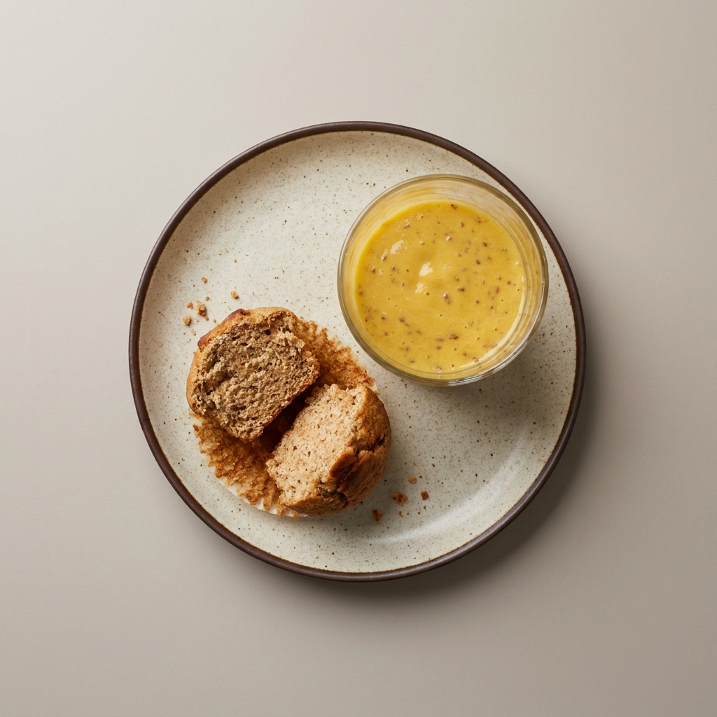 Muffin integral con licuado de mango y linaza