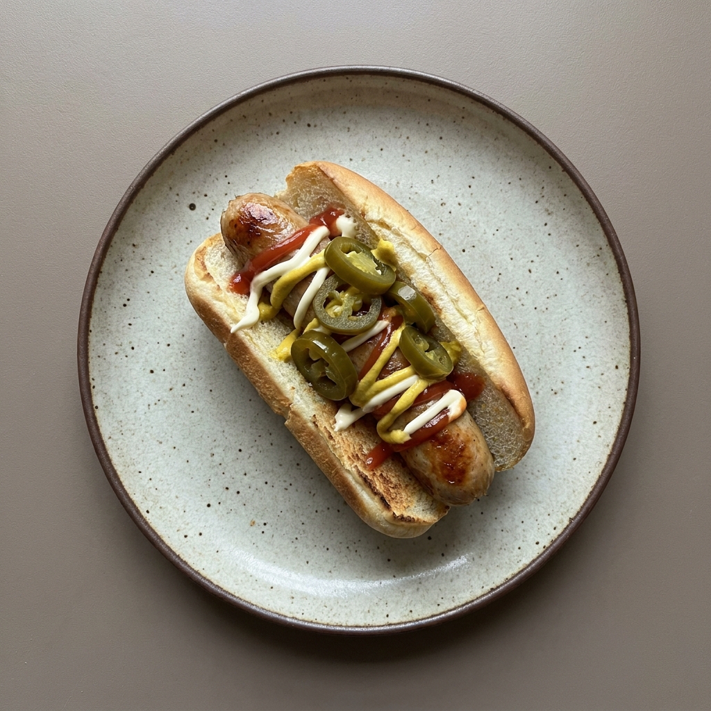Hot dog de salchicha de pavo con kétchup