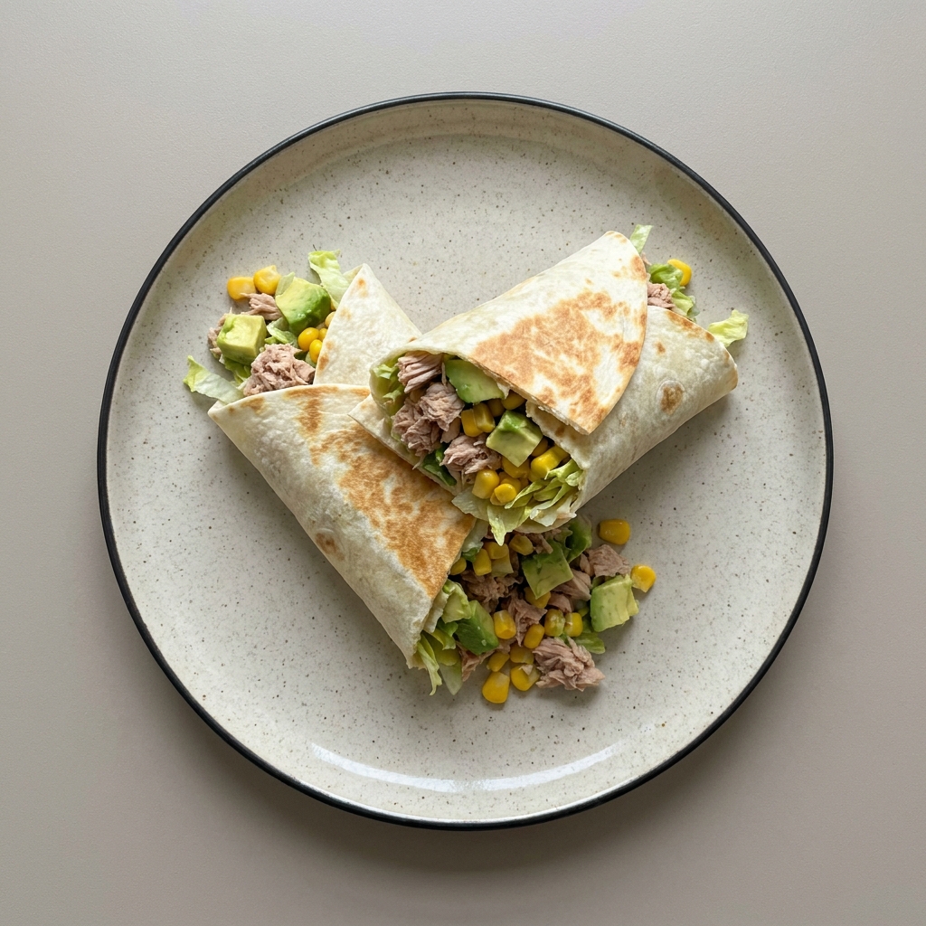 Wrap de atún con aguacate y elote