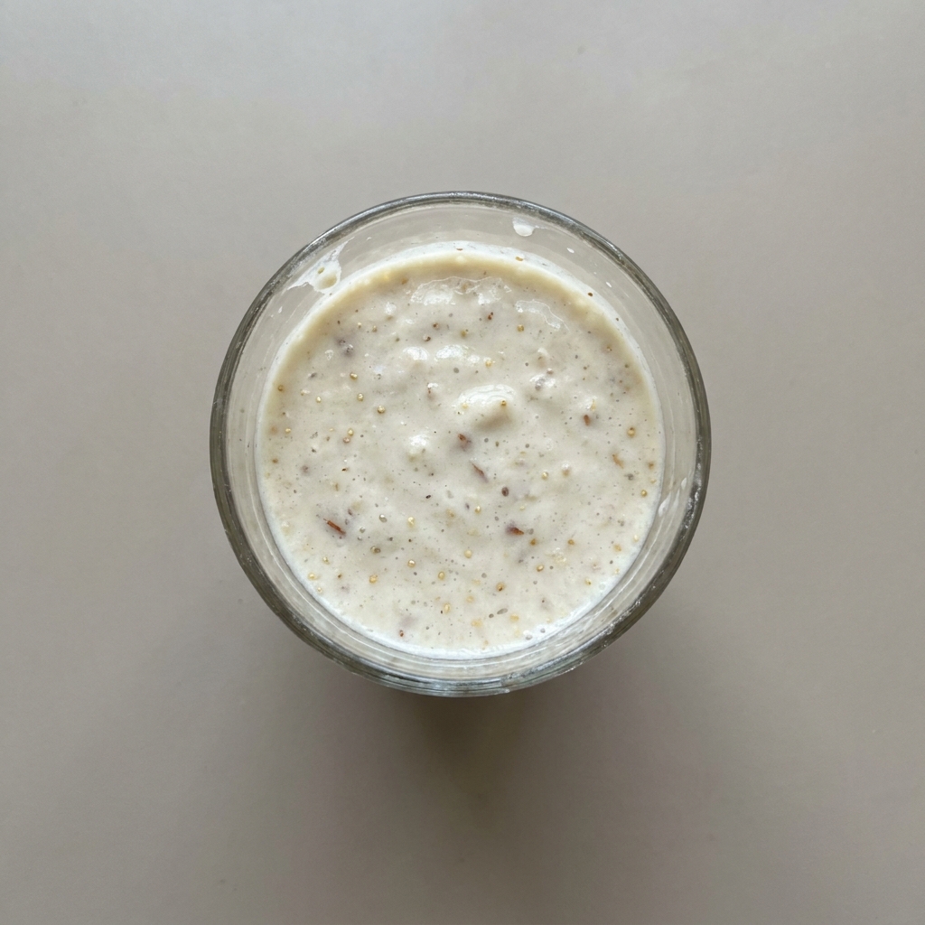 Licuado de plátano con amaranto, y almendra
