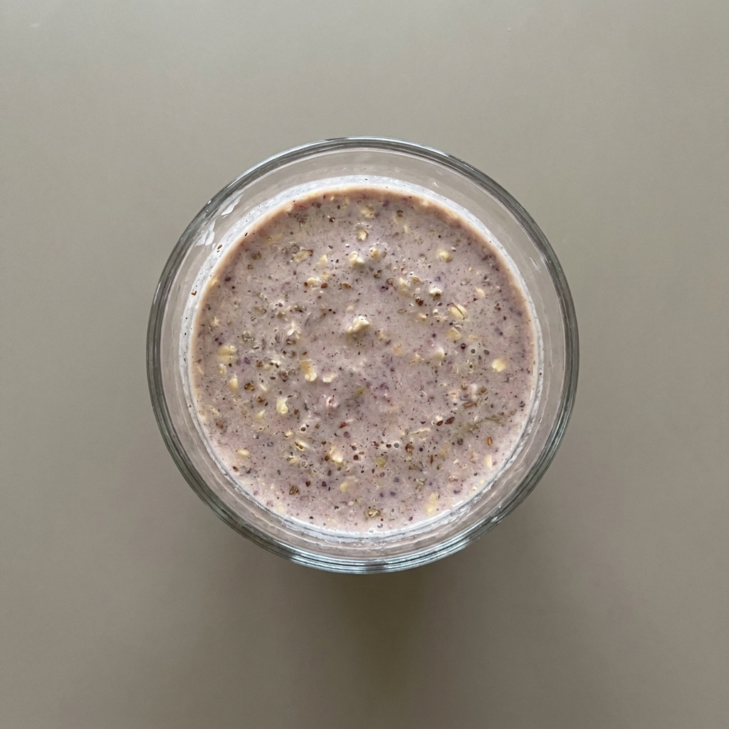 Licuado de zarzamora con avena, y pepita calabaza