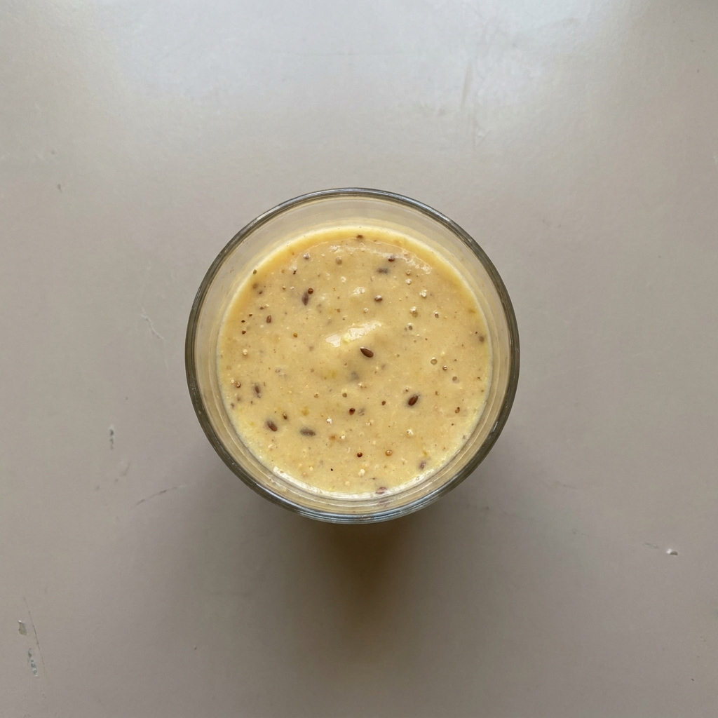 Licuado de mango con amaranto, y linaza