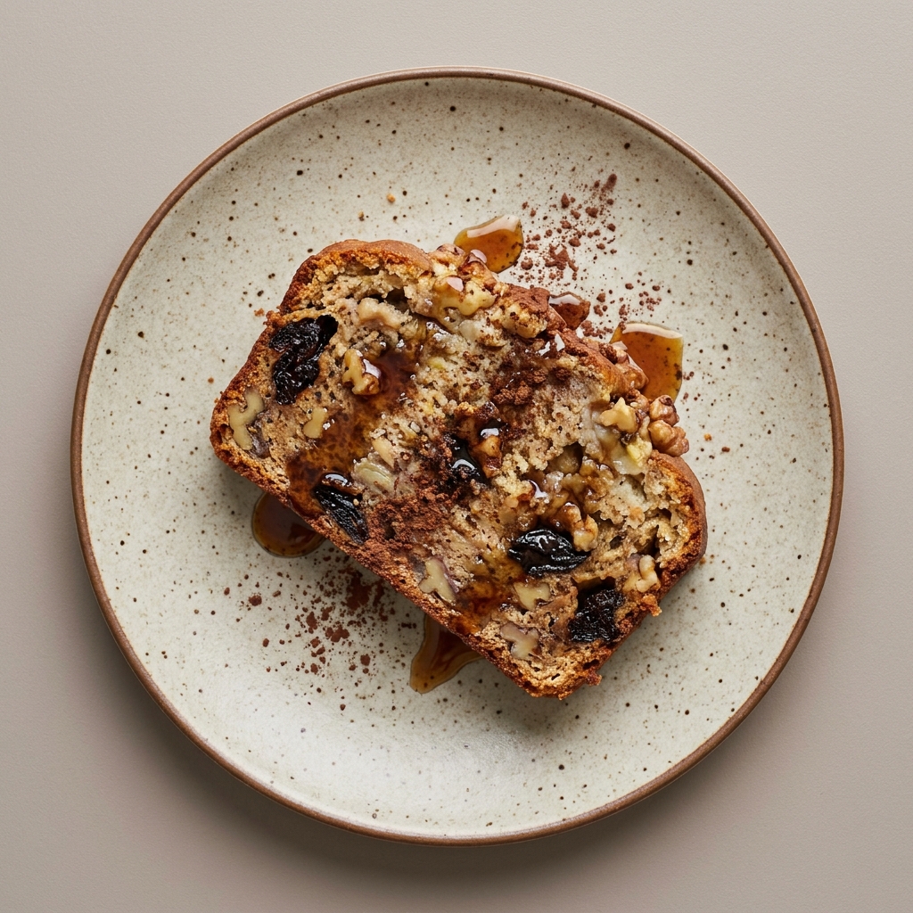 Panqué de platano con nueces y pasas