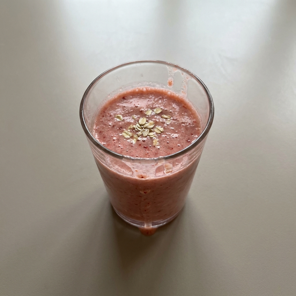 Receta de licuado de fresa con avena de 274 Kcal