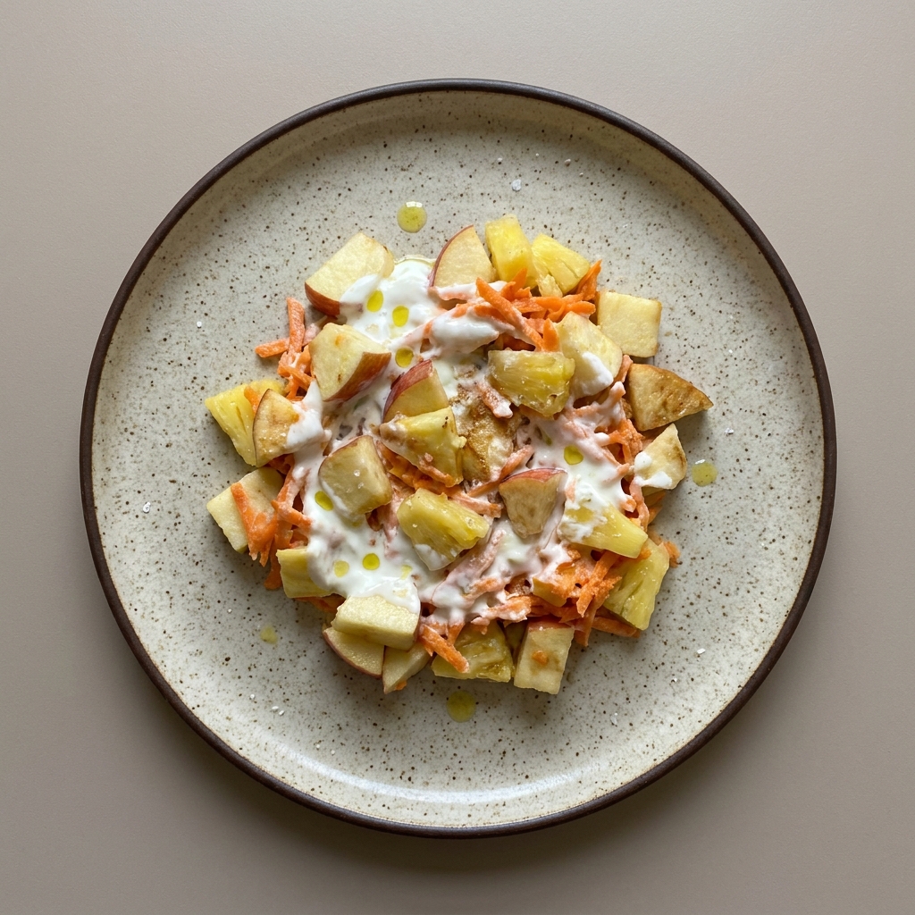 Ensalada de manzana y piña con yogurt griego