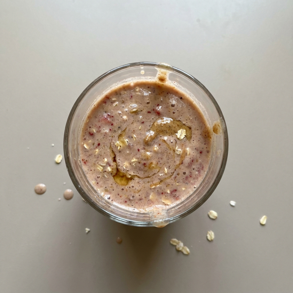 Smoothie cremoso de yogurt griego, fresa y platano