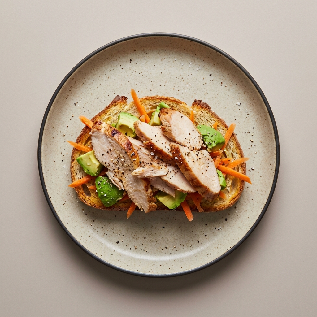 Sandwich de pechuga de pavo horneada con zanahoria y aguacate