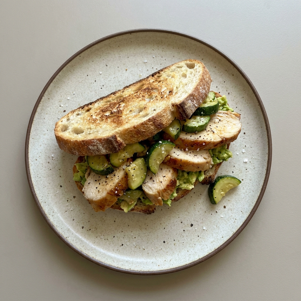 Sandwich de pechuga de pavo horneada con calabacita y aguacate