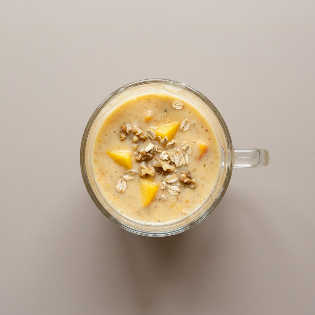 Smoothie de durazno y yogurt con nueces