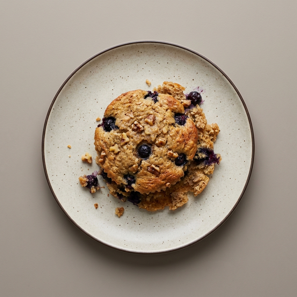 Mugcake de arándano con harina de avena y nuez
