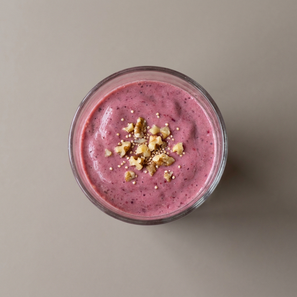 Licuado de frambuesa y yogurt griego con amaranto