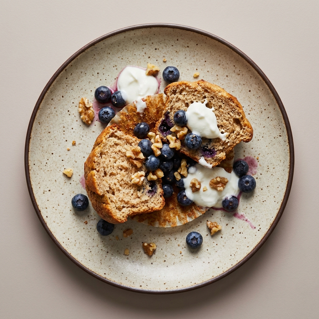 Muffin integral con nuez, arándano y yogurt griego