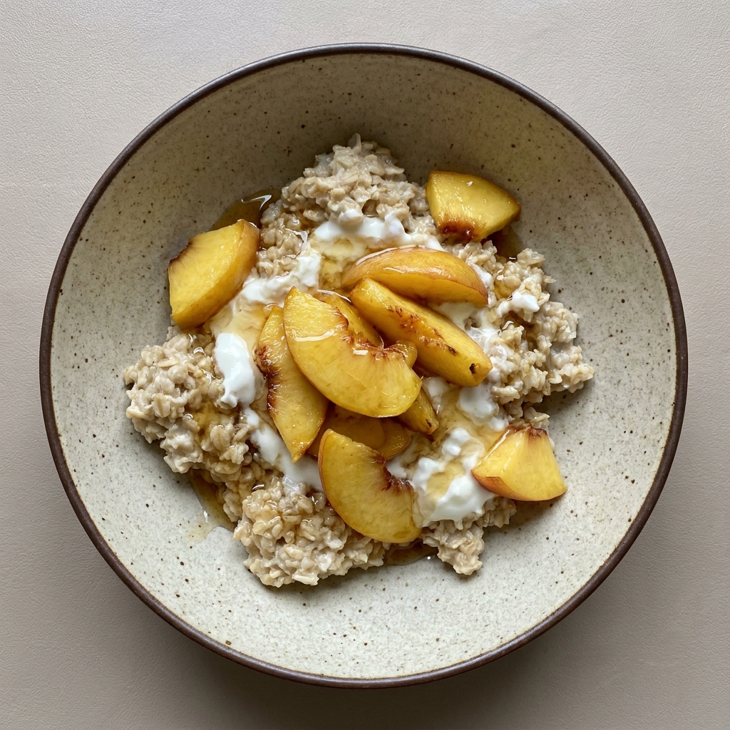 Avena con durazno, yogurt y miel