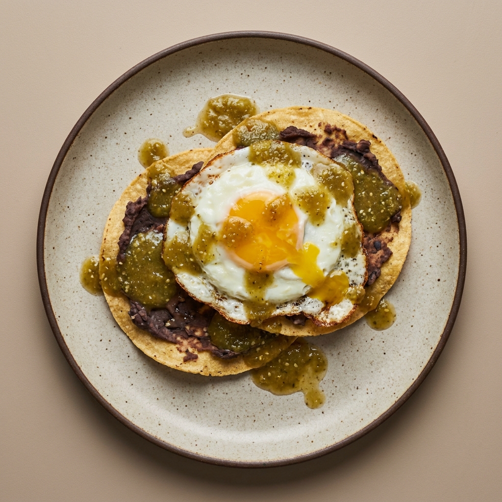 Tostadas con huevo estrellado y salsa verde