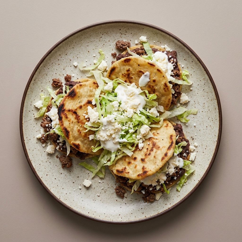 Gorditas rellenas de frijoles con pollo