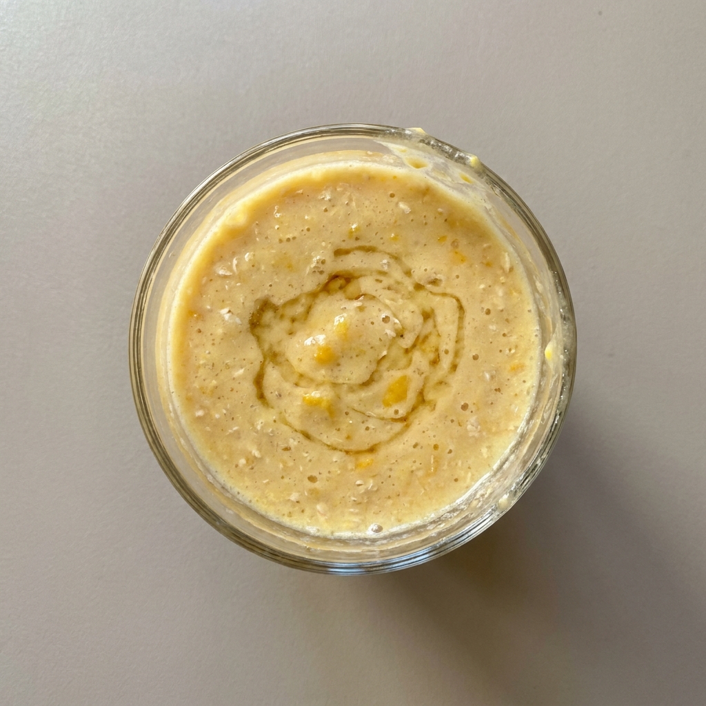 Licuado de mango con avena, leche y miel
