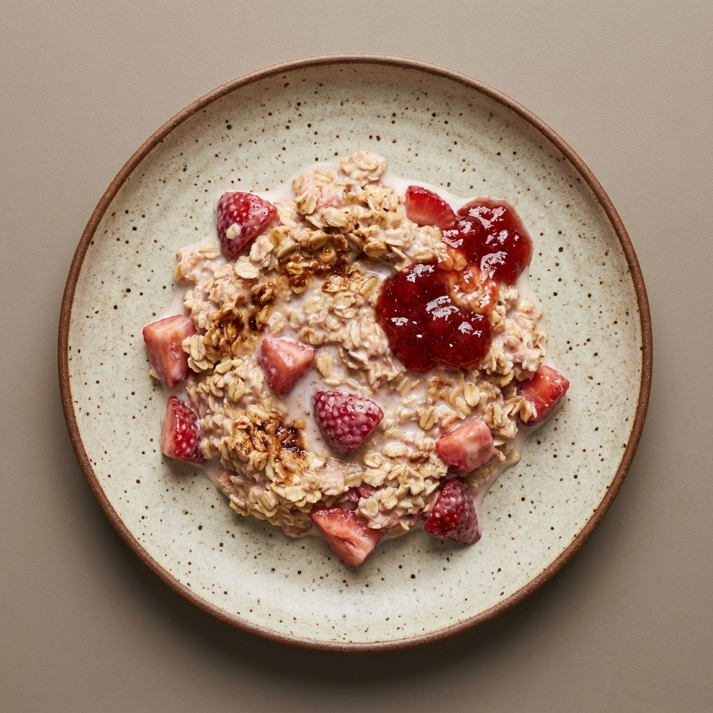 Overnight oats de fresa con mermelada
