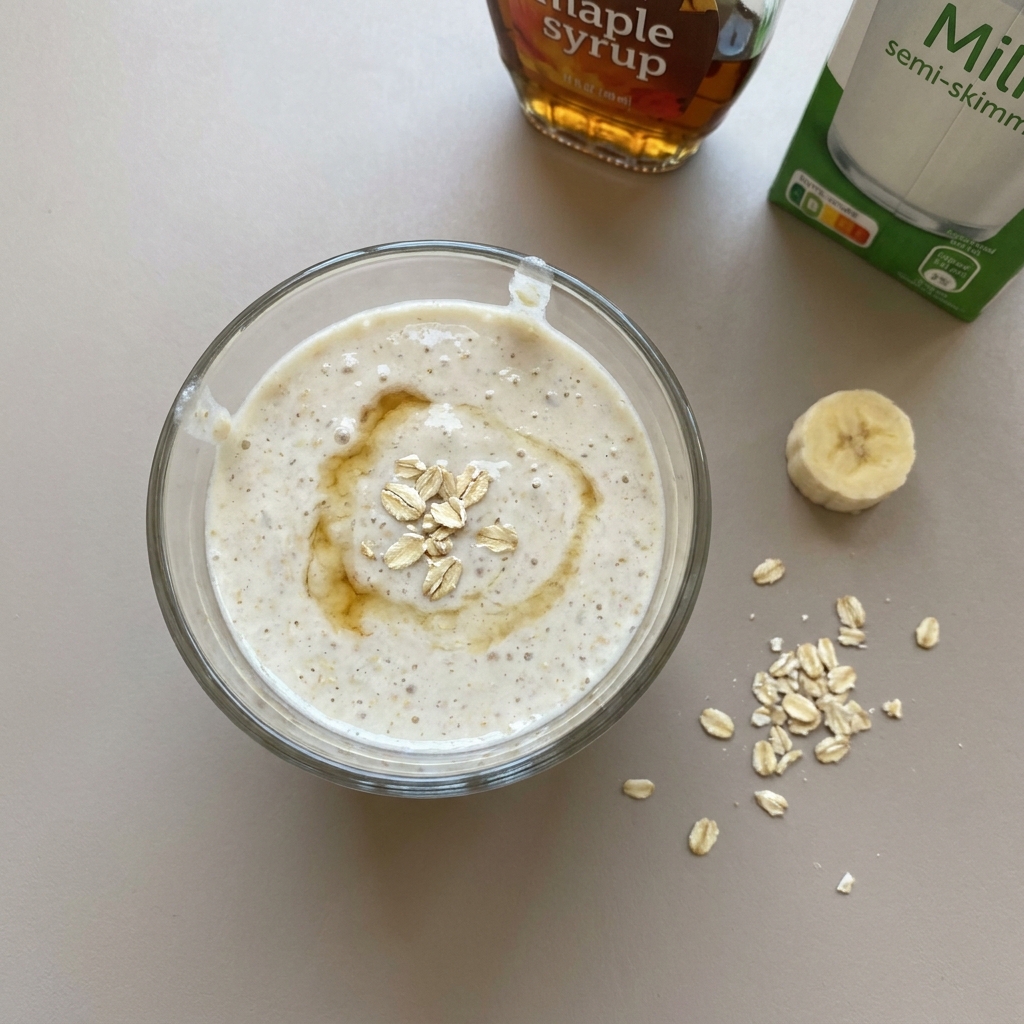 Licuado de avena con plátano, miel y leche