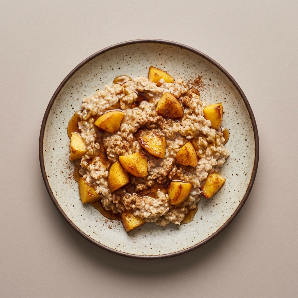 Avena en leche con durazno, miel