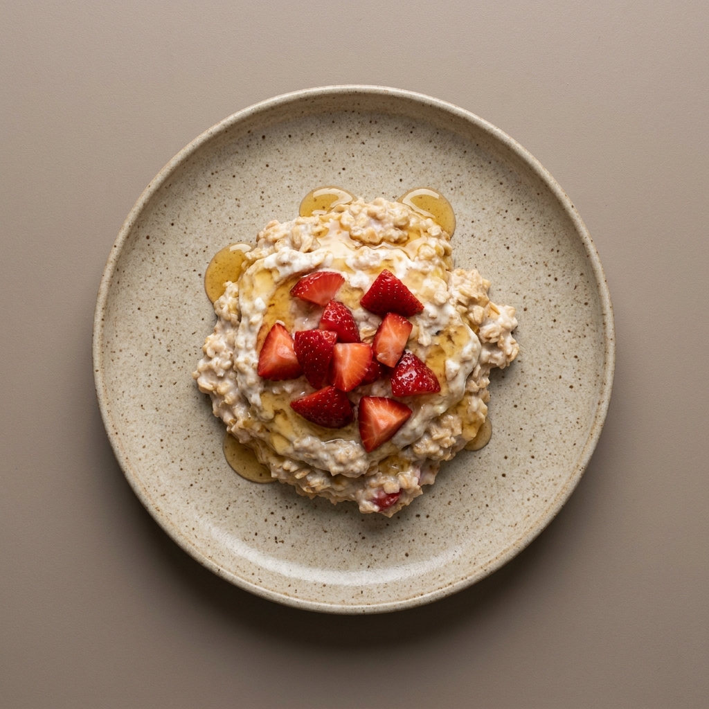 Avena con yogurt natural, fresa y miel
