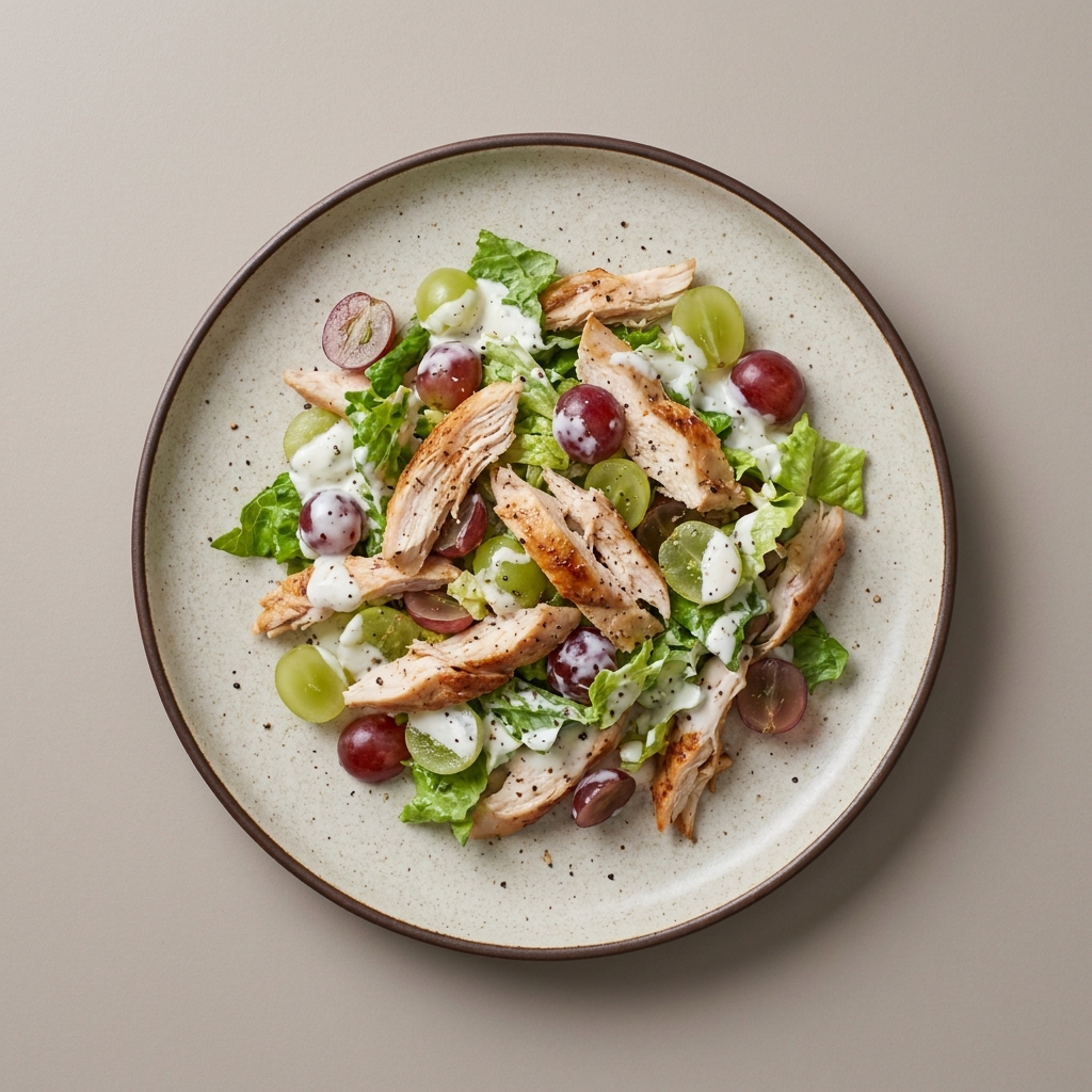 Ensalada de pechuga de pollo con uvas y aderezo de yogurt