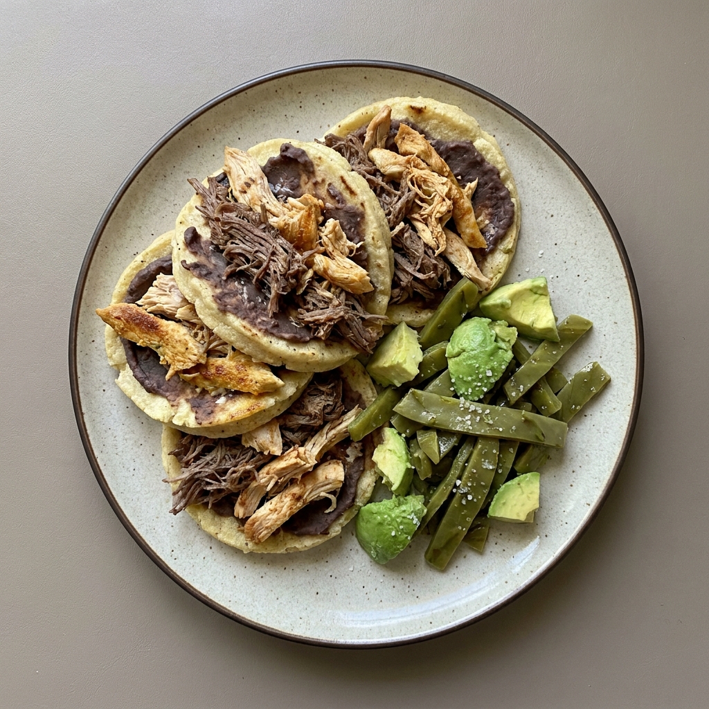 Sopes mixtos de res y pollo con ensalada de nopales