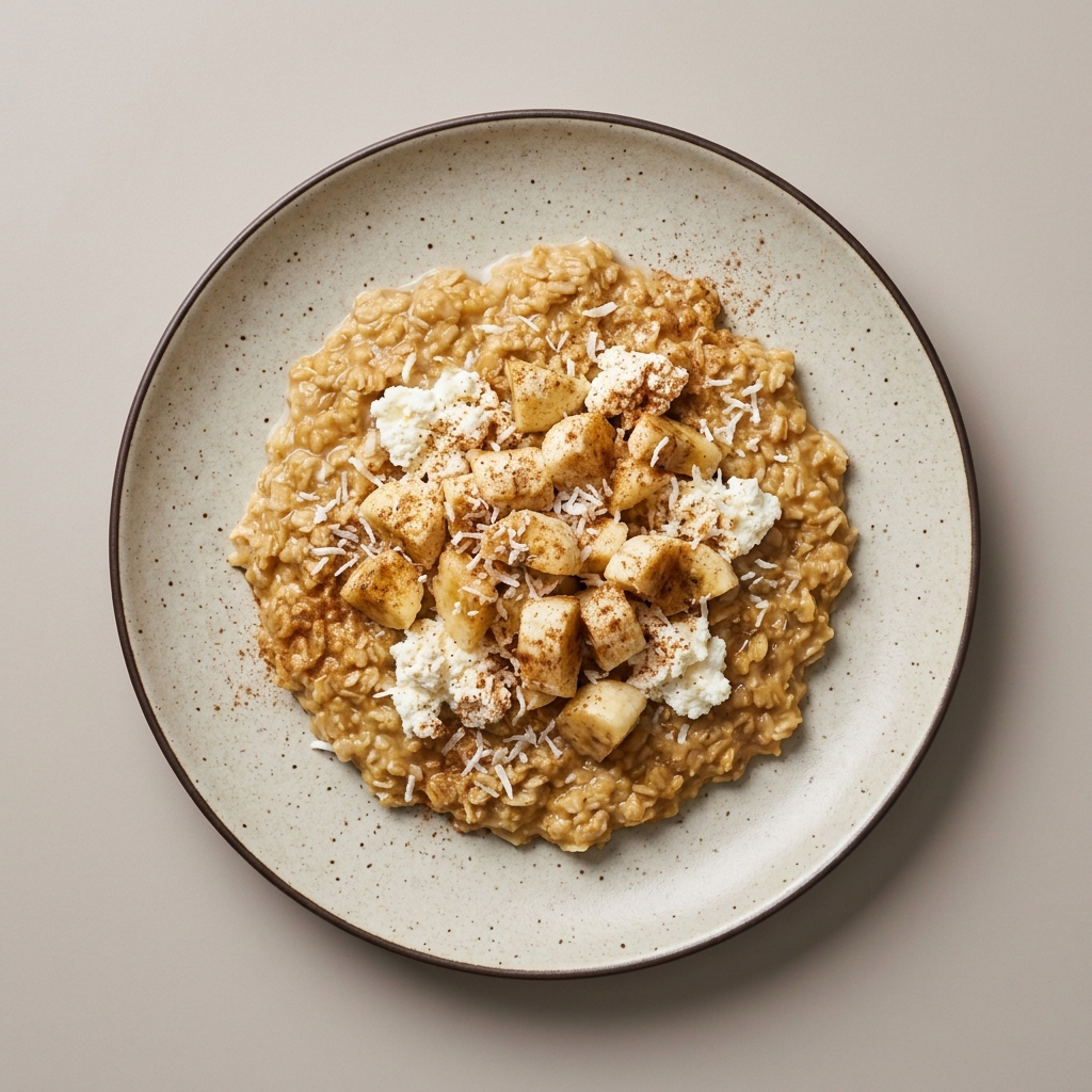 Avena con plátano,coco y ricotta