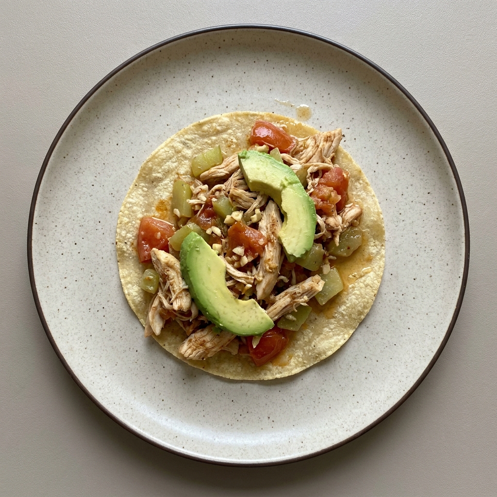 Pollo salteado con jitomate y chayote con aguacate