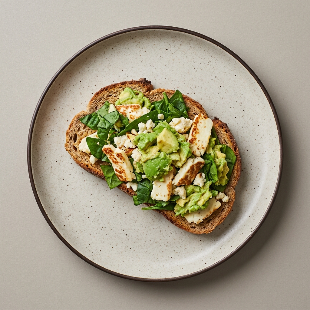 Receta de toast de panela y aguacate de 207 Kcal