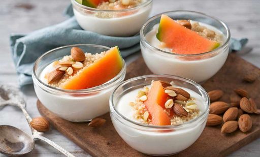 Yogur con melón y almendra