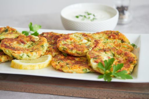 Tortitas de calabacitas gratinadas con queso