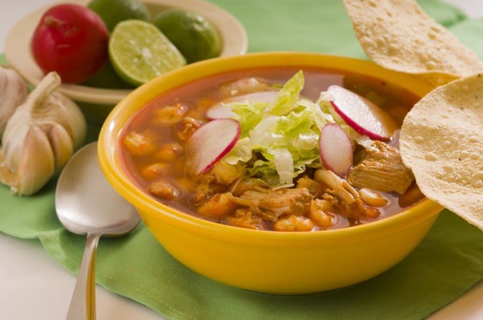 Pozole saludable + naranjada